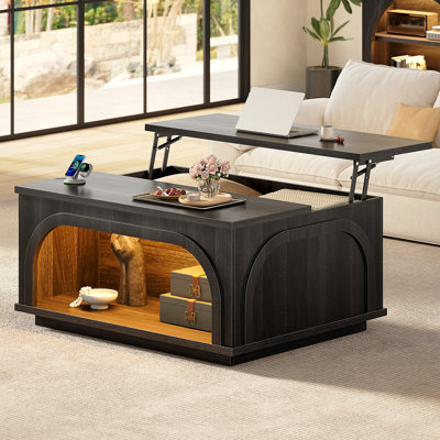 Lift Top Coffee Table With Storage & 3-color Led Lights