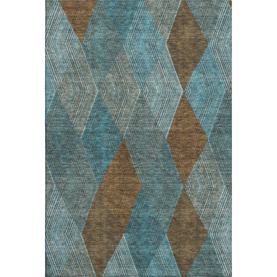 Premium Machine Washable Prisco Teal Rug