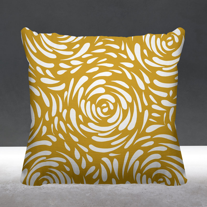 Coussin décoratif intérieur / extérieur Carvell, L 15 po x H 15 po, Jaune