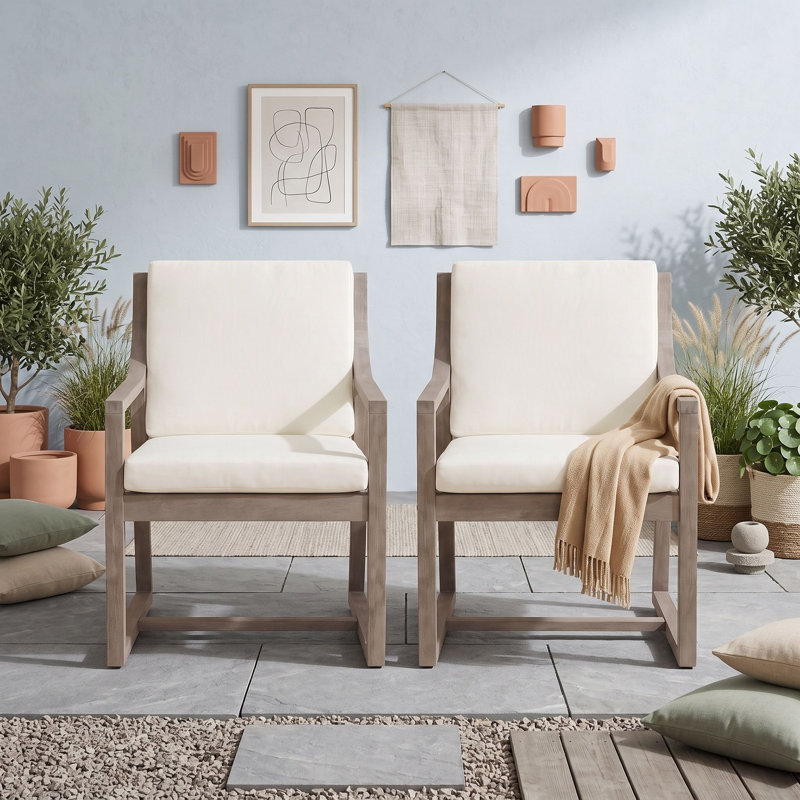 Fauteuil d'extérieur en bois avec coussin amovible, Black Brown
