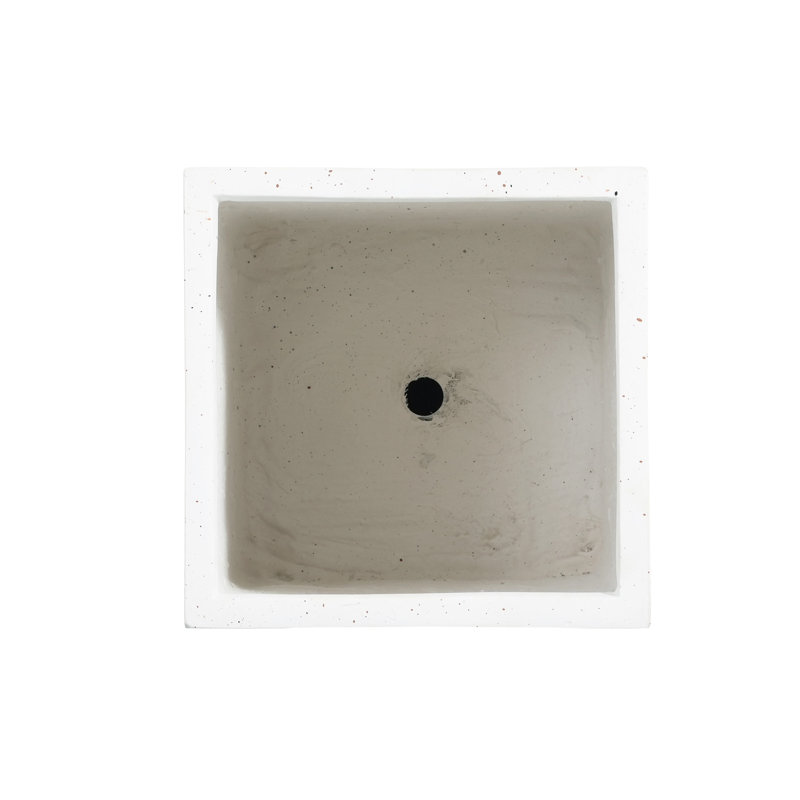 White 20''H Planter Box, Handmade Rectangle, Magnesium Oxide Construction, 13.1"Wx13.1"D, No Assembly, Drainage Hole, Backyard Retreat Crafted Of Oxide, Greenery