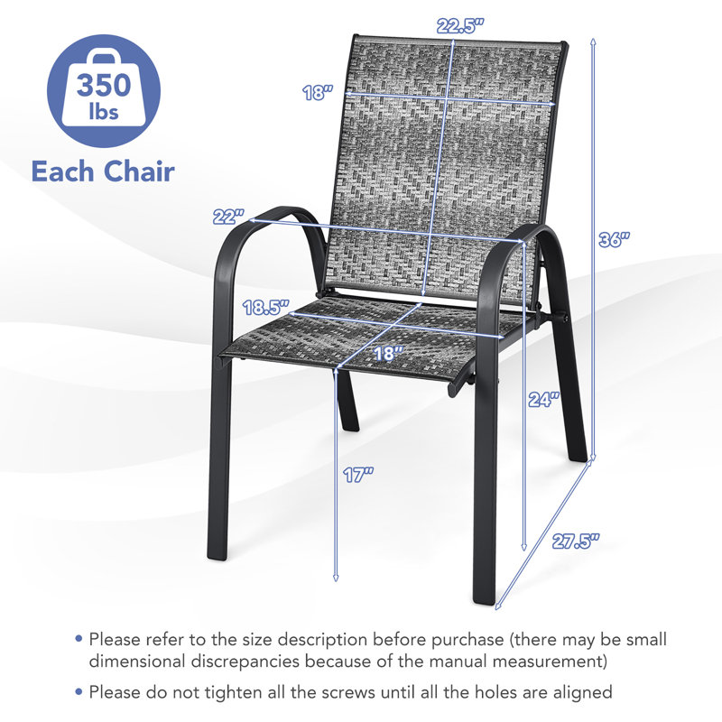 Fauteuil de patio empilable Zukowski, Gris foncé