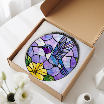 Panneau de vitrail 12 "Hummingbird Flower
