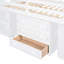 Lit mezzanine double avec 3 tiroirs et bureau, construction en bois massif blanc et fonctionnel-742469771