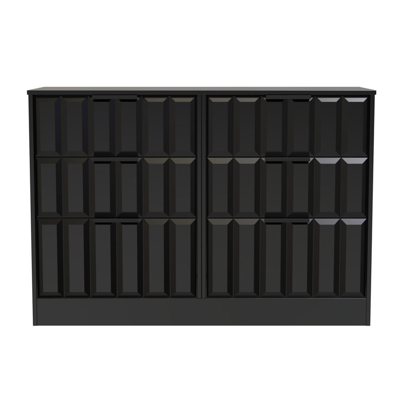 Besian 6 Drawer Wide Chest (Ready Assembled), Deep Black/Black Matt