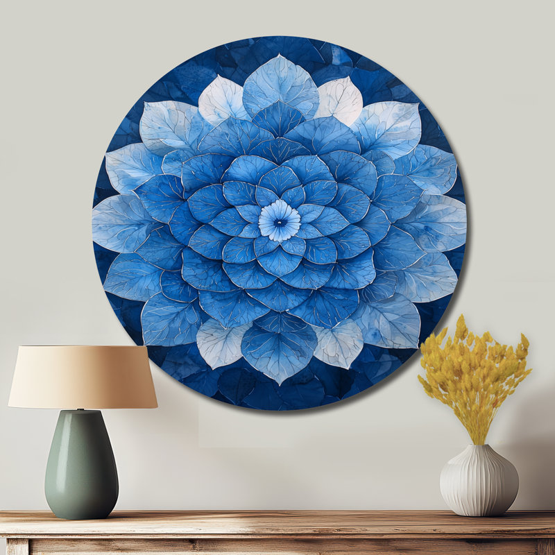 Bleu et blanc hydrangées kaléidoscope, H 29 po x l 29 po