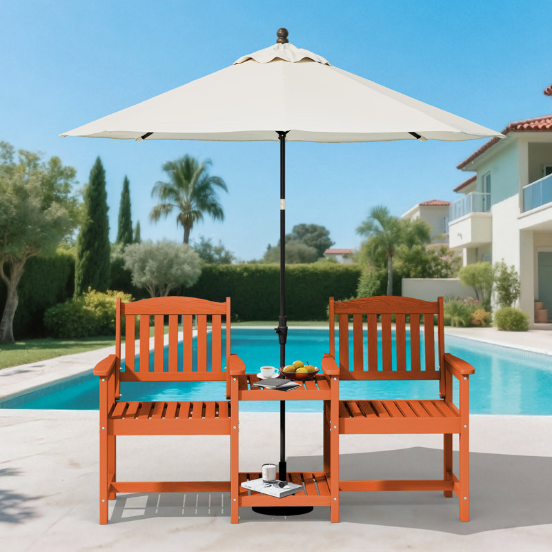 Chaise Adirondack d'extérieur en PEHD avec table double épaisseur, Orange foncé