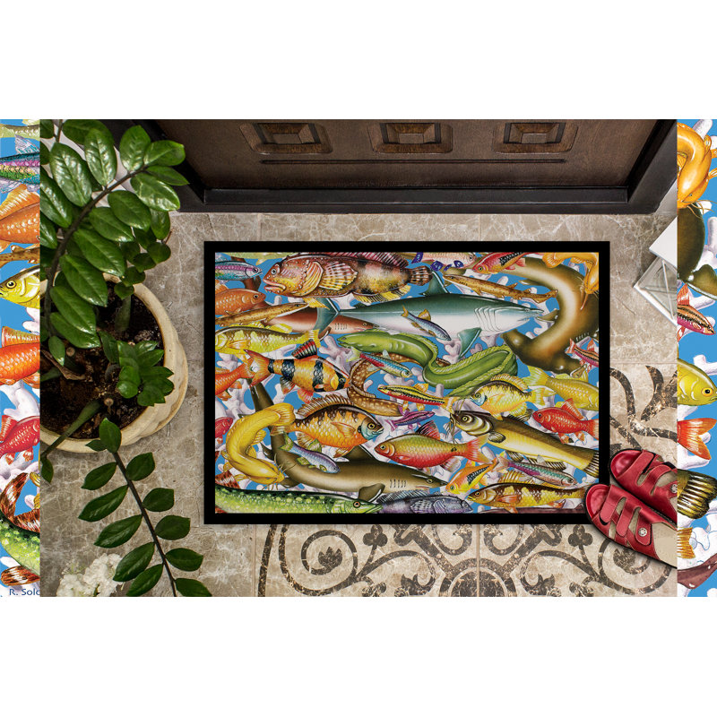 Tapis d'entrée antidérapant Insta, Poisson des profondeurs, 18" W x 27" L
