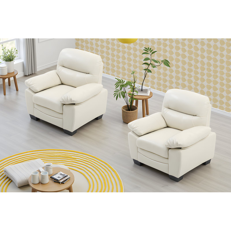 Ensemble de 2 chaises en similicuir Pingry, Perle