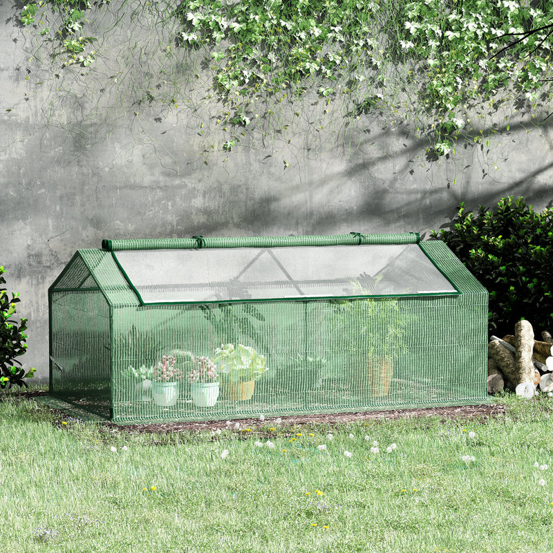 Mini serre d'extérieur avec couvercle en PE de 130 g / m² pour les tomates en croissance - taille 71 po x 36 po 28 po, fenêtres à fermeture à glissière, structure en acier, serre chaude pour plantes de fruits portatives, housse, fenêtres à deux niveaux