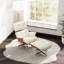 Chaise longue pivotante classique en cuir fleur avec base en bois massif et robuste-993832267