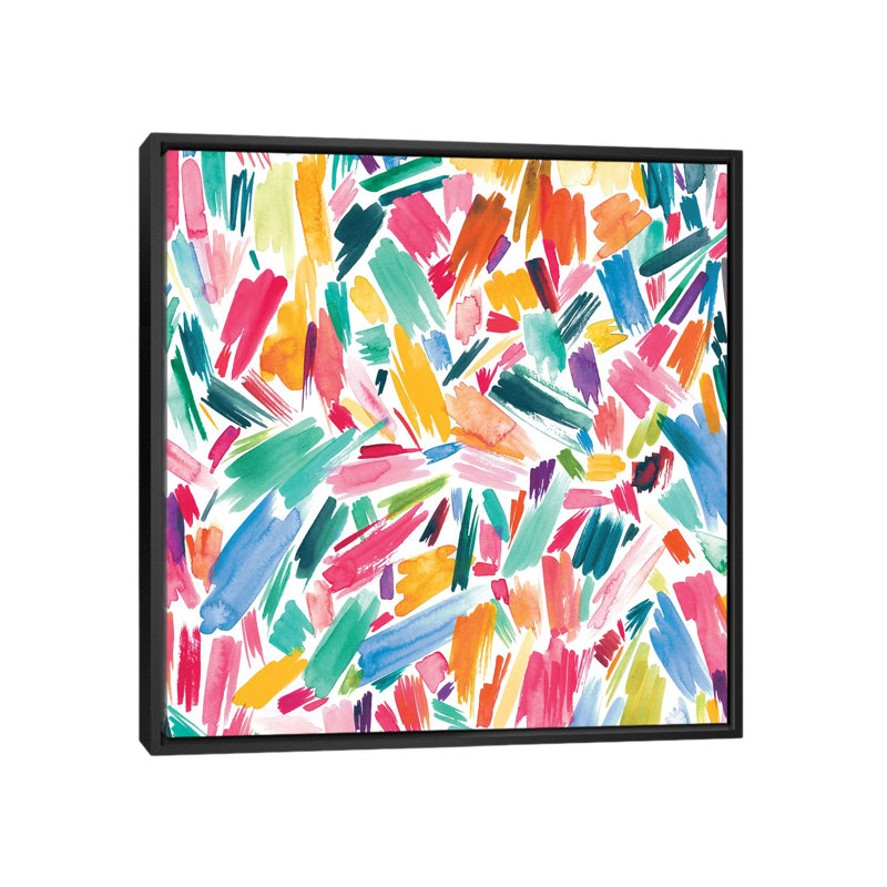 «Artsy Abstract Strokes Colorful» par Ninola Design - peinture sur toile tendue, Toile encadrée noire