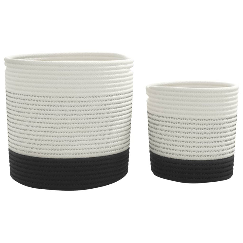 vidaXL Storage Basket White and Black 100% cotton Large Foldable