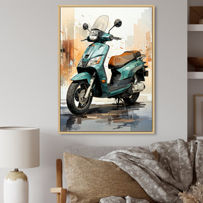 «Green Scooter City Cruiser», art mural sur toile Scooter