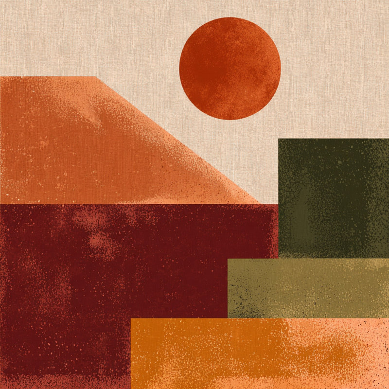 «Geometric Sunset», art mural sur toile tendue
