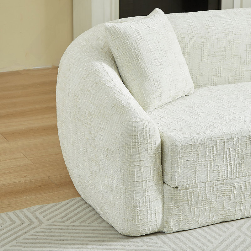 Canapé inclinable convertible de 87 pouces incurvé, canapé-lit 2 en 1 pliable, avec base coulissante et siège profond, comprend deux coussins, fauteuil inclinable en chenille, aucun assemblage requis