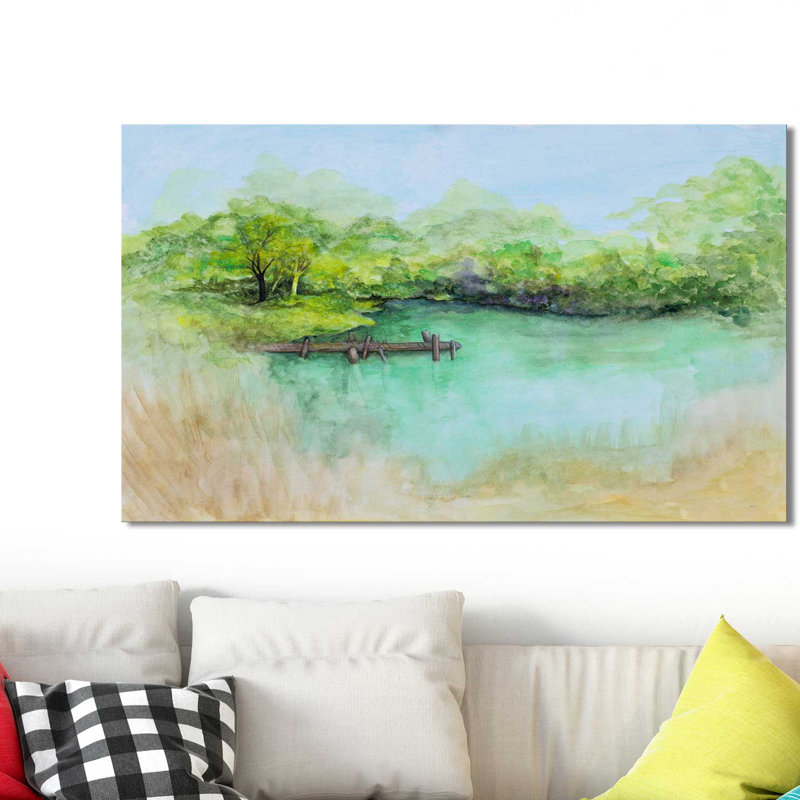 «Watercolor River», reproduction de peinture à l'aquarelle, H 18 po x l 30 po x P 1 po, Toile tendue
