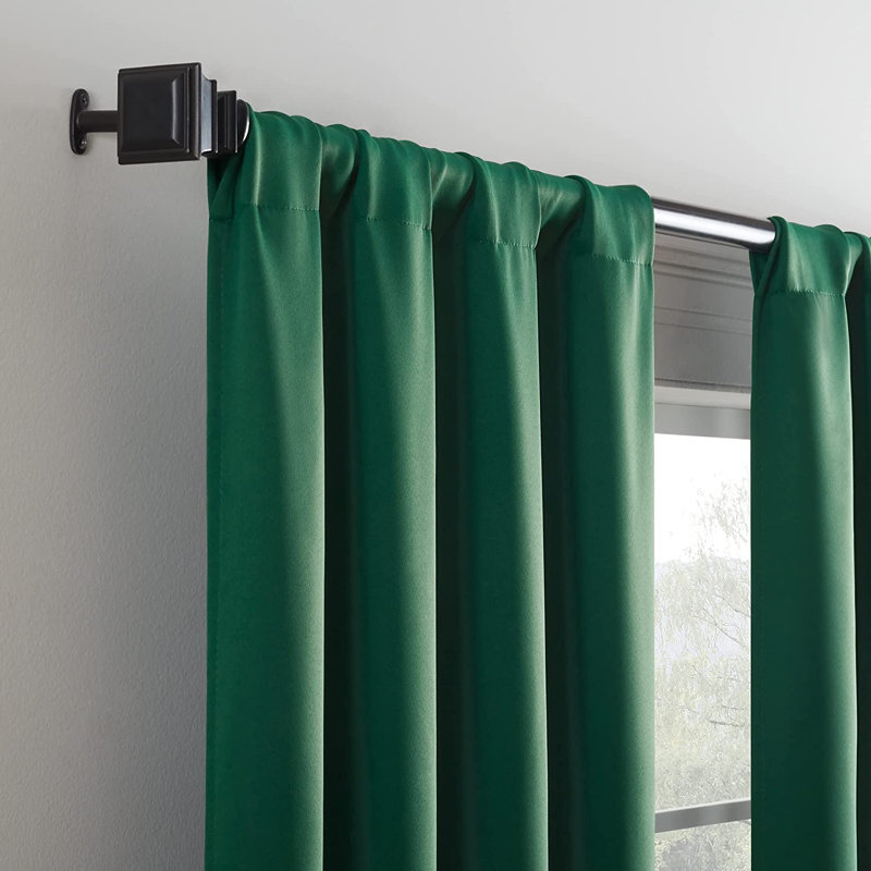 Eclipse Blackout Curtains, Darrell Thermaweave Rod Pocket 37 in x 84 in Curtain Panel in Emerald, Emerald, 37" W x 84" L
