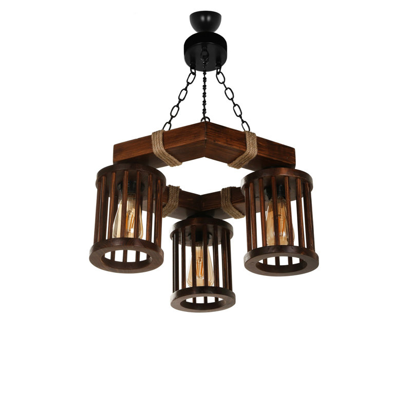 Lustre unique à 3 lumières Luisa, Brun foncé