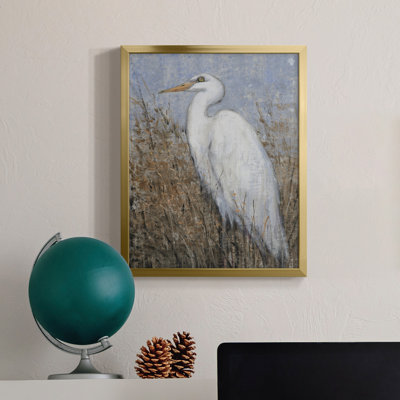 White Heron II - toile avec cadre de qualité supérieure - prête à être accrochée