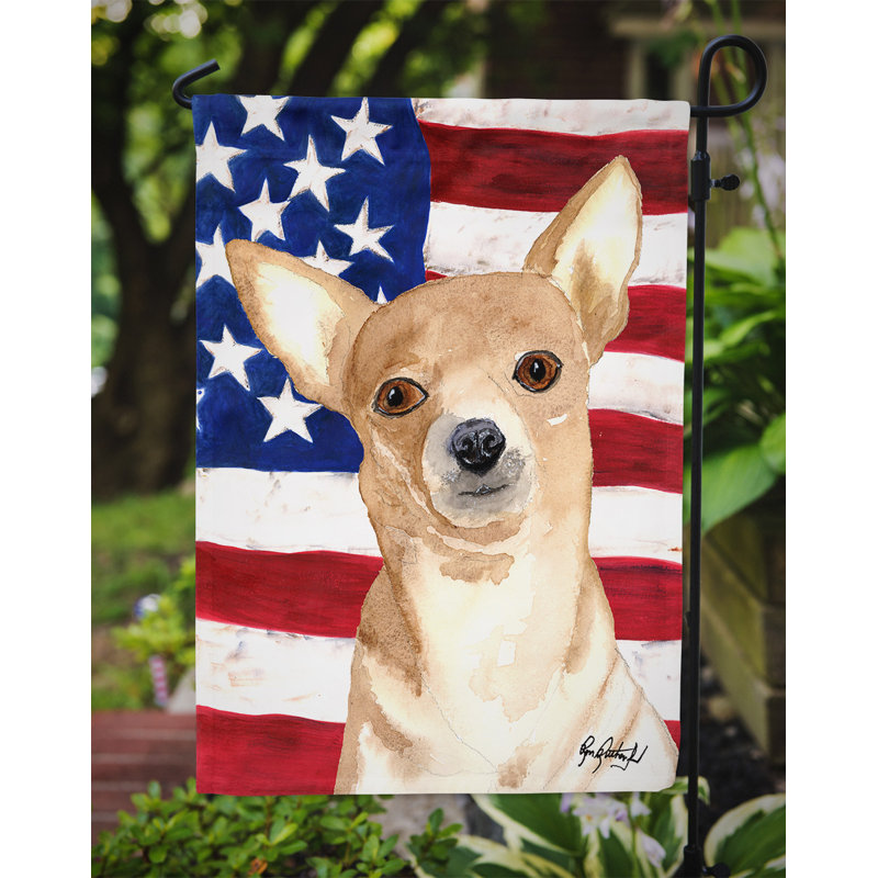2 côtés en polyester de 2 côtés american drapeau de jardin, Chihuahua 1