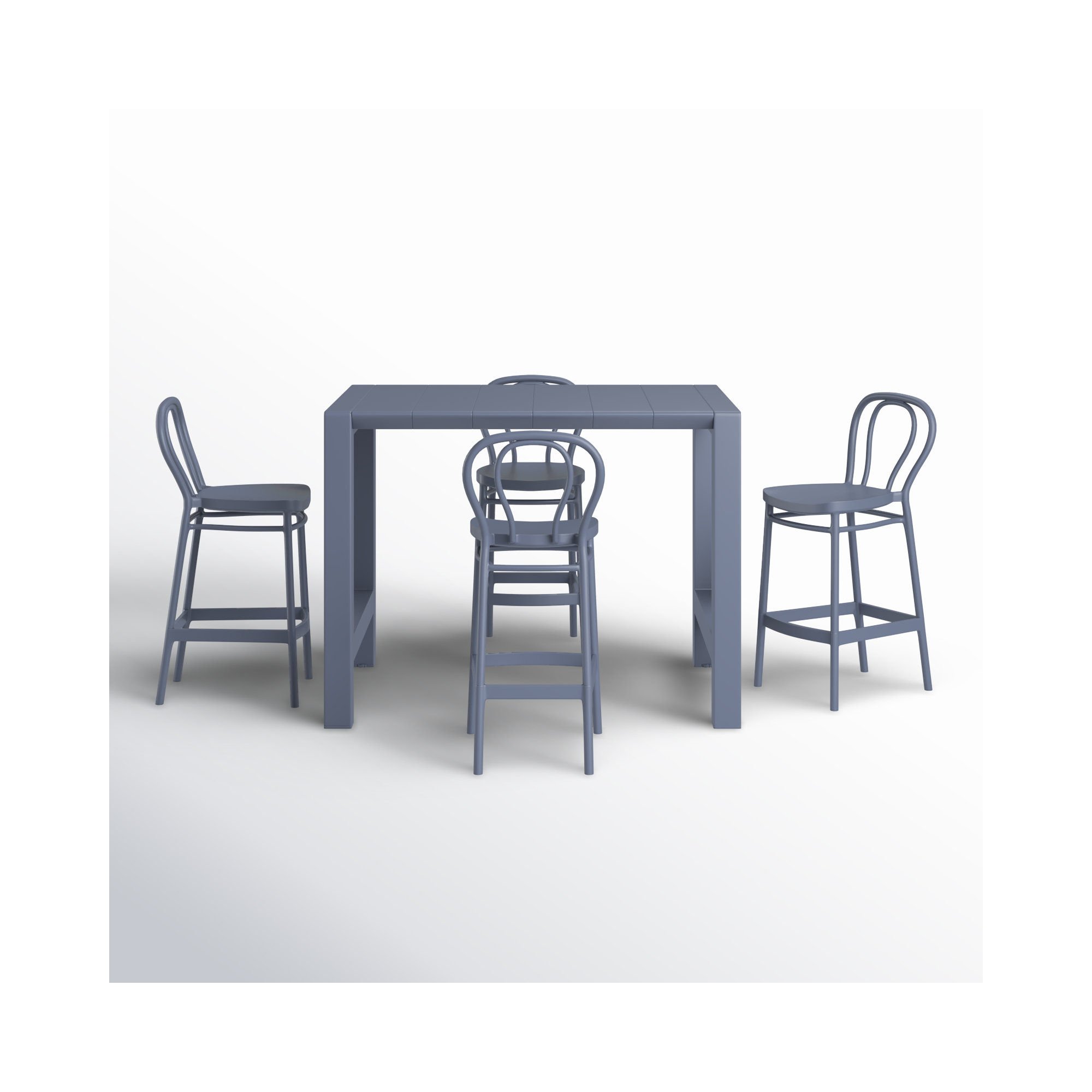Farrah 4 - Person 39'' Long Bar Height Dining Set, Dark Gray