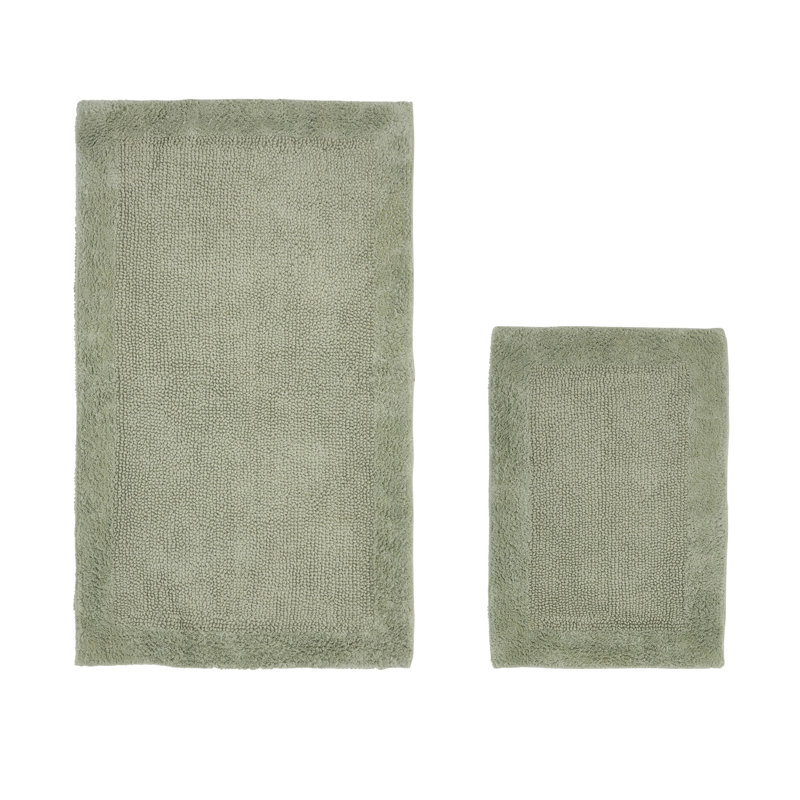 Moriceau 100% Cotton 2370 GSM Tufted Reversible 2-Piece Bath Rug Set – Ultra Soft, Highly Absorbent, Machine Washable, OEKO-TEX Certified, Ideal for Bathtub, Vanity & Sink Areas, Dark Sage