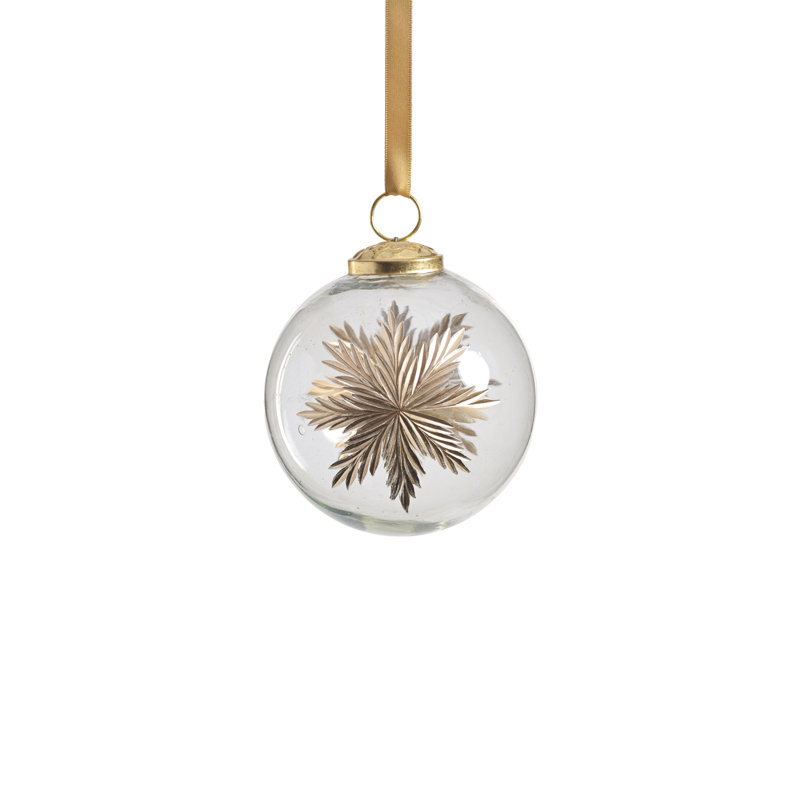 Ornements boule en verre Ezio Golden Glimmer, ensemble de 4, H 4 po x l 4 po x P 4 po