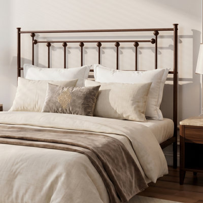 Metal Queen Size Headboard Only, Adjustable Height, Sturdy Steel Headboard For Queen Size Bed, Farmhouse Victorian Style, Attach Frame,Easy Assembly, Brown