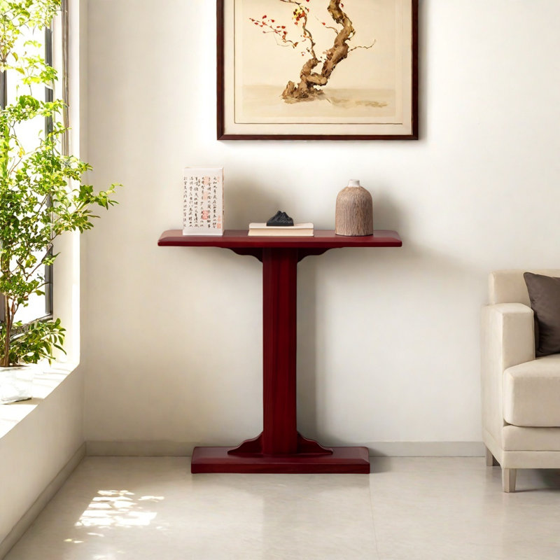 Console Minimalist Art, Bois rouge, H 31,5 po x l 31,5 po x P 9,84 po