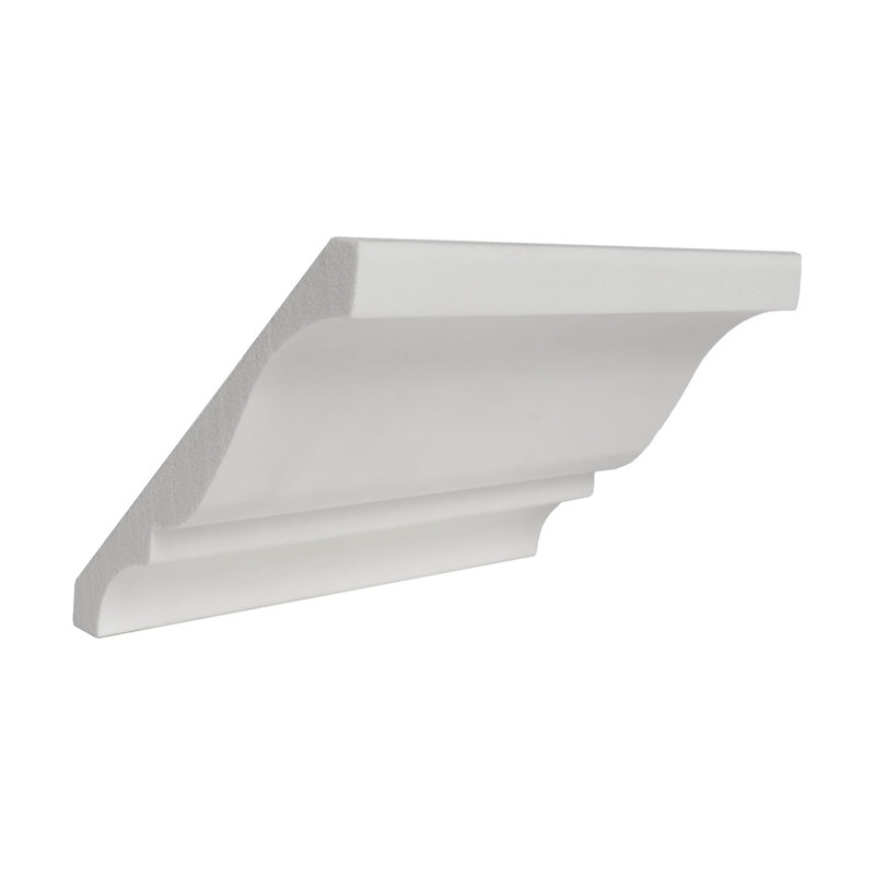 WM 45 3-3/4 in x 3-3/4 in x 6 in Long Plain Recycled Polystyrene Crown Moulding Sample