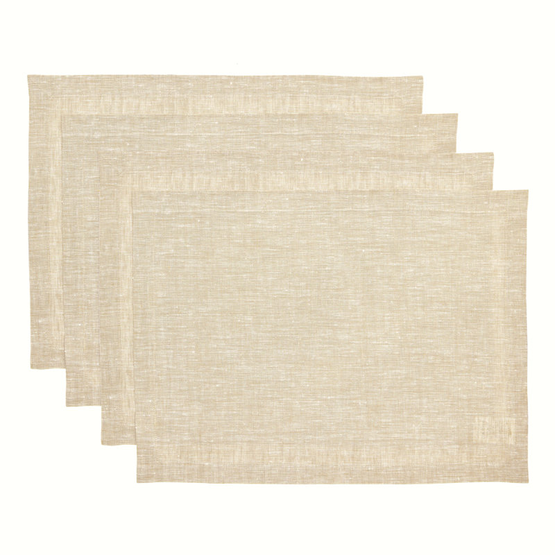 100% Pure Linen Placemats - Athena, Champagne Beige
