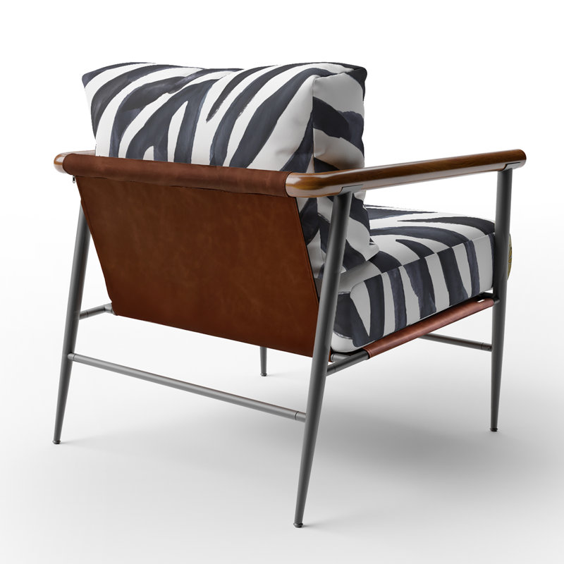 Chaise à accoudoirs rembourrée Zebra, Noir, noir, noir, noir, Noir / blanc