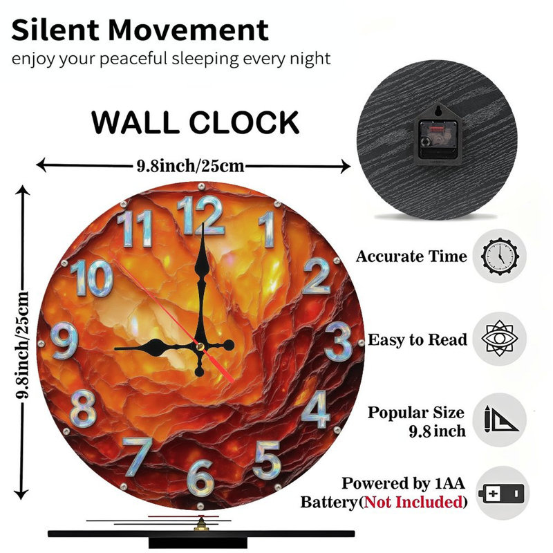 Horloge de lave à chiffres métalliques