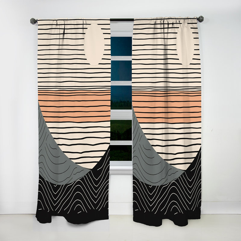 Caleb Simple Horizon III - Modern Velvet Curtain - Room Darkening - 1 panel, 52" W x 95" L