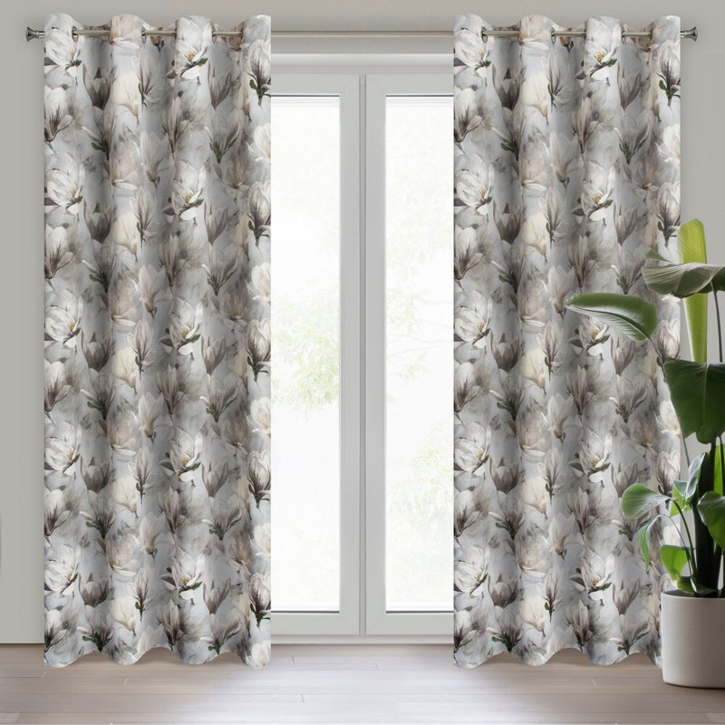 Lari Room Darkening Curtain Single Panel, Grey/Brown/Blue