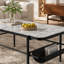 Ensemble de 3 tables d'appoint élégantes avec plateau en verre trempé et plateau de table en marbre blanc