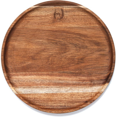 Round Acacia Wooden Tray for Kitchen/Countertop