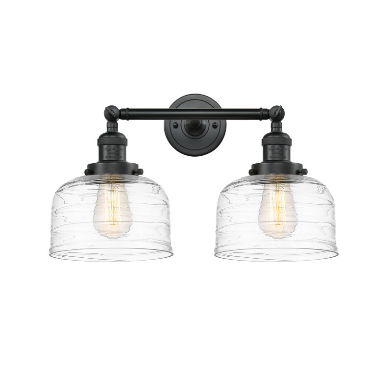 Bell - Luminaire de meuble-lavabo 19 po 2 lumières, Clair, Ampoule incandescente rétro 60 watts, Noir mat