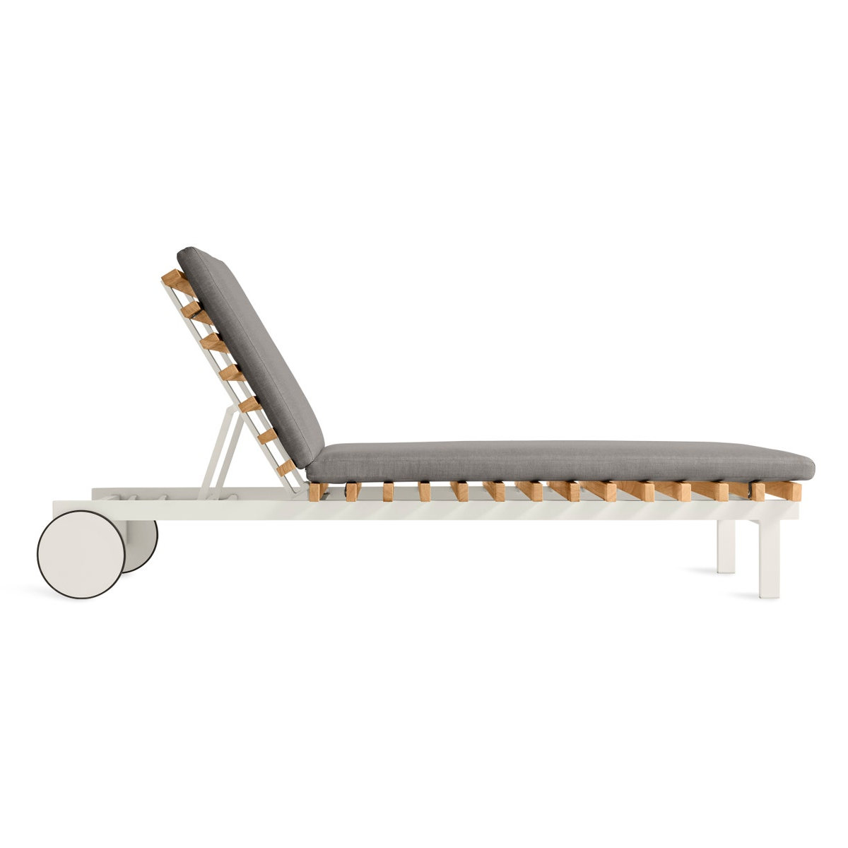 Perch 26'' Outdoor Powder Coated Aluminum Chaise Lounge, Toohey Charcoal, White