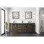 Meuble-lavabo double blanc 84 po X P 22 po D, comptoir en quartz gris et robinet-117970814-117970817