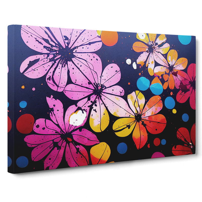 Beaming Flower Splash Abstract - Wrapped Canvas Graphic Art, 35cm H x 50cm W x 3cm D