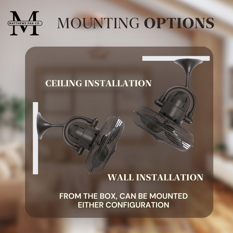 13" Oscillating Wall Mounted Fan, Textured Bronze