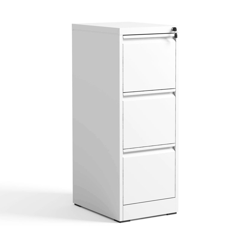 Lockable 3 Drawer Metal Vertical File Cabinet, Home Office Use, Steel, Finish, Quiet Full Extension Drawers, Tilt Feature 3 For Office/Home, Design, Extension, Fits A4/Legal/Letter Size Files