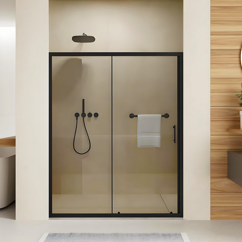 Porte de douche coulissante simple 48 po x l 72 po avec verre transparent