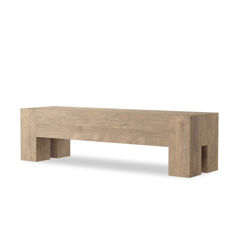 Abaso Dining Bench, Whitewash Rustic Wormwood Oak