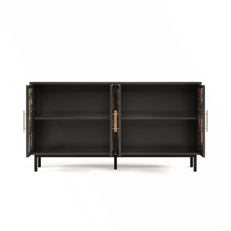 60,3 po avec 4 portes pour les armoires de buffet, les armoires de rangement vernies, la console de contrôle American Retro, le salon, la chambre à coucher, la salle à manger