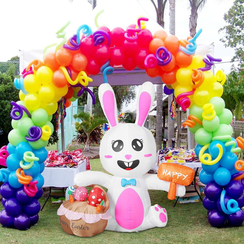 The Holiday Aisle® 5 FT Easter Inflatables, Cute Bunny Outdoor Decorations, Bunny And Eggs Blow