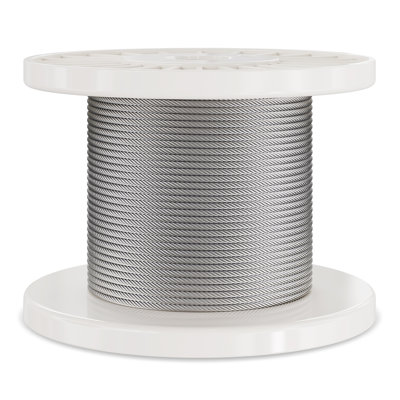Corde de 100 pi en acier inoxydable T304 - Ensemble de balustre de terrasse tressé 1/8 po 7x7 pour main courante extérieure et clôture