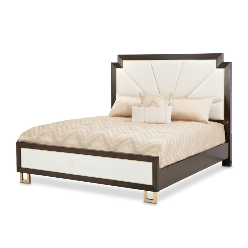 Belmont Place King Upholstered Bed - Cream/Espresso, King